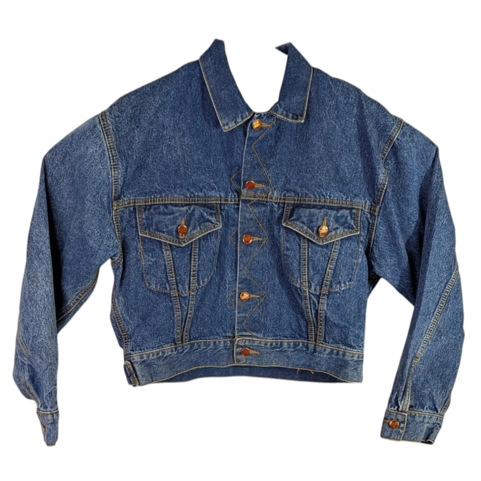 Bando Jean Jacket Mens Size Large Short Denim Coat Blue