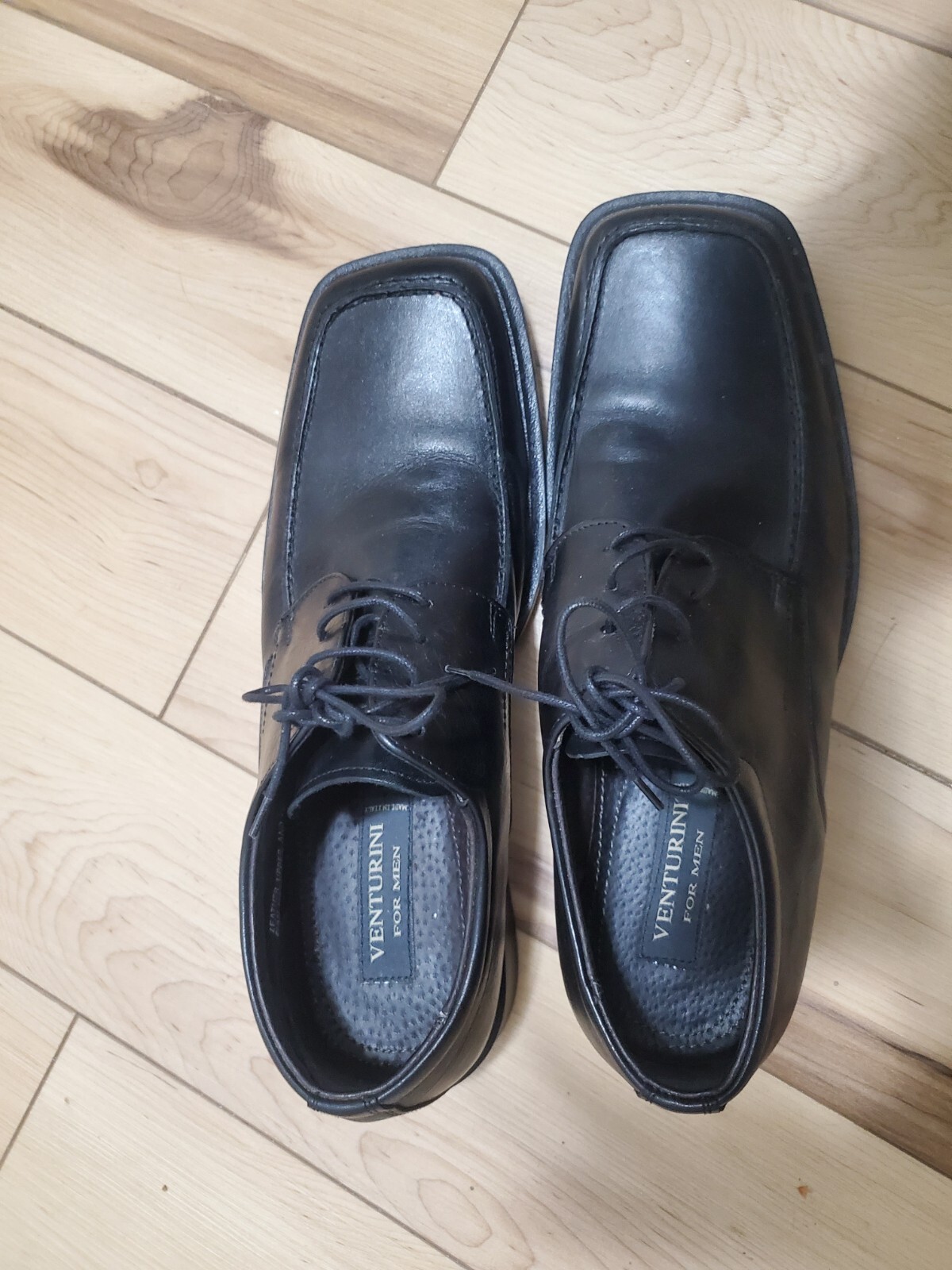 SAOLA Scarpe eleganti da uomo Venturini Derby Oxford taglia 111⁄2 M punta quadrata pelle nera