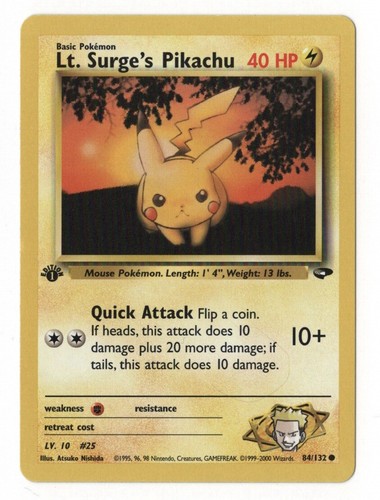 Gym Challenge 84 Lt. Surge's Pikachu 1st Edition CGC 7.5