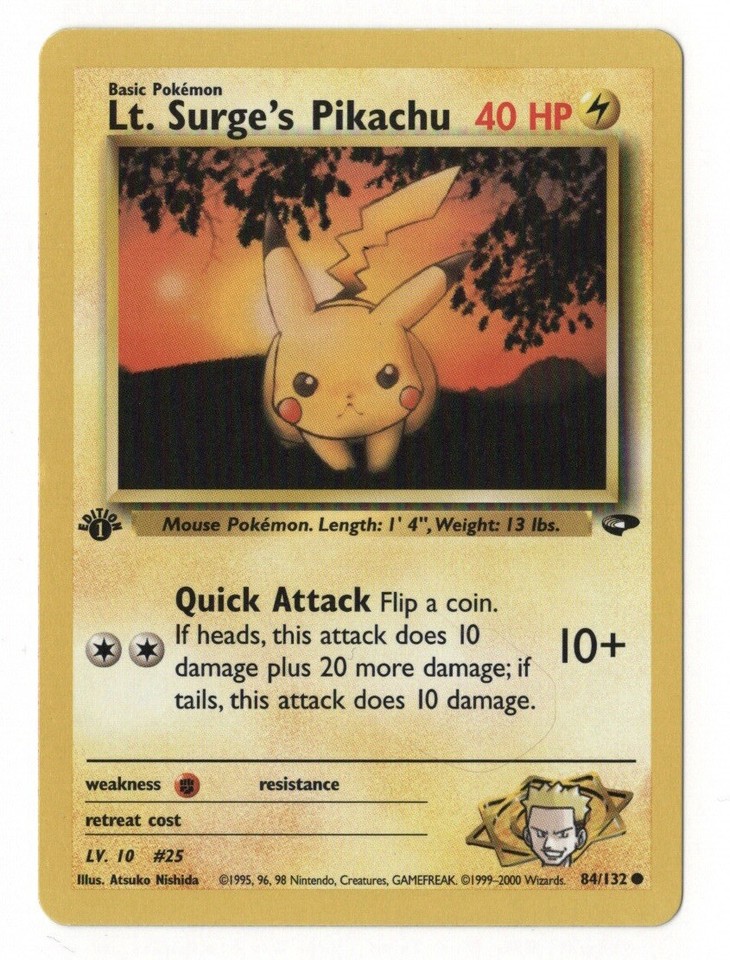 Lt. Surge's Pikachu 84/132 Gym Challenge for sale | eBay