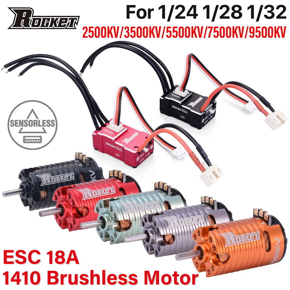 Rocket MINI RC Brushless Motor 18A ESC Combo for Kyosho 1/24 1/28 1/32 RC Car - Image 2 of 4