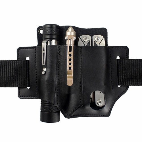 Funda táctica de 2 y 3 bolsillos para herramientas de cuero bolsa de cinturón para bolígrafo cuchillo alicate - Imagen 9 de 13