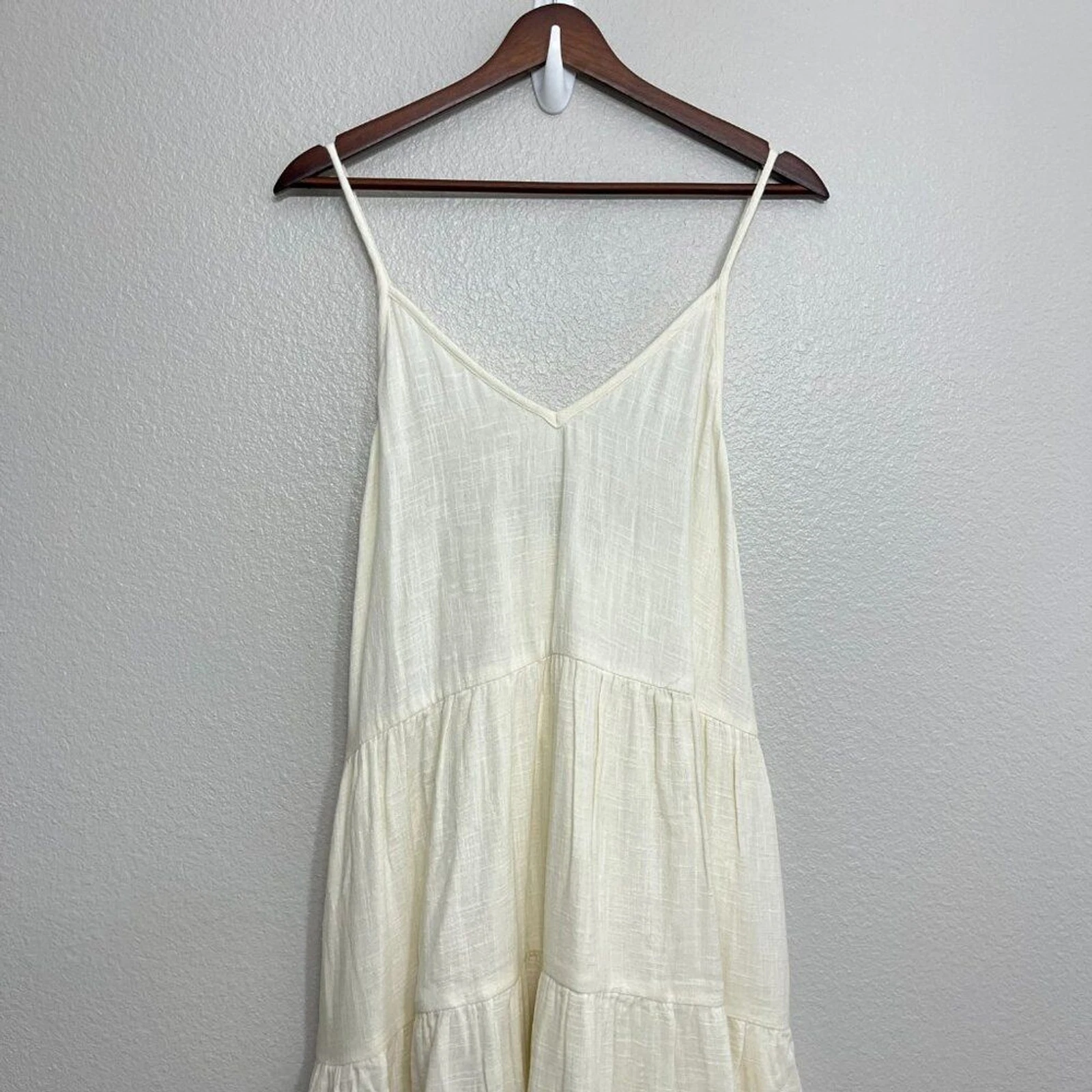 OFF WHITE Maxi abito Able Tyler garza taglia XXL donna bianco panna con spalline a strati