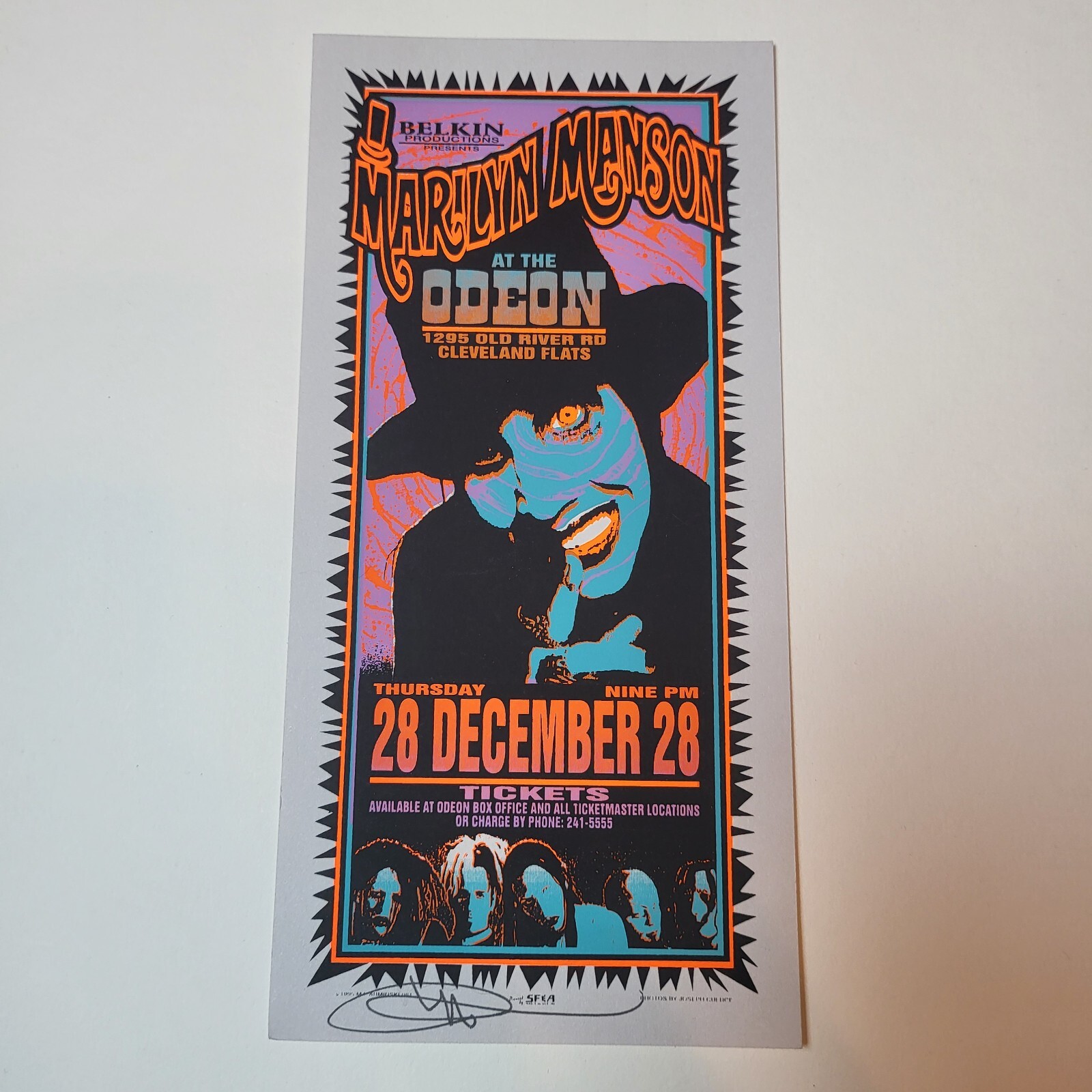 RARE Marilyn Manson 1995 mini Concert Art Poster Mark Arminski The Odeon