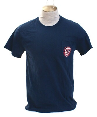 Warrior Blue Short Sleeve Graphic Crew Neck Pocket Tee T Shirt Men's NWT