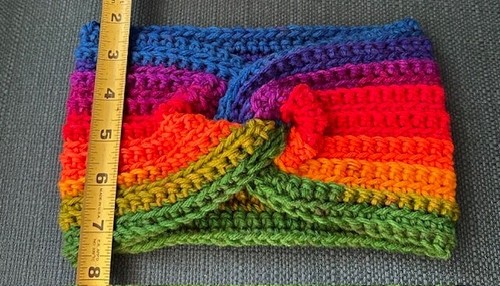 HANDMADE CROCHET RAINBOW KNOTTED Winter Headband EARWARMER WOMEN, JUNIORS, GIRLS - Picture 9 of 10
