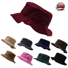 Corduroy Bucket Hat Visor Hunting Fishing Outdoor Summer Cap Unisex 100% Cotton
