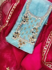 Organza Salwar Kameez Dupatta Wedding Designer Gotta Patti Dress Christmas gift