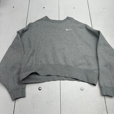 Nike Gray Pullover Crew Neck Crop SweatShirt Womens Size Small