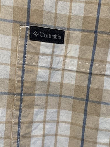 Columbia Mens Hiking Button Up Shirt Plaid Long Sleeve Outdoors Sz L Beige Tan - Picture 3 of 8