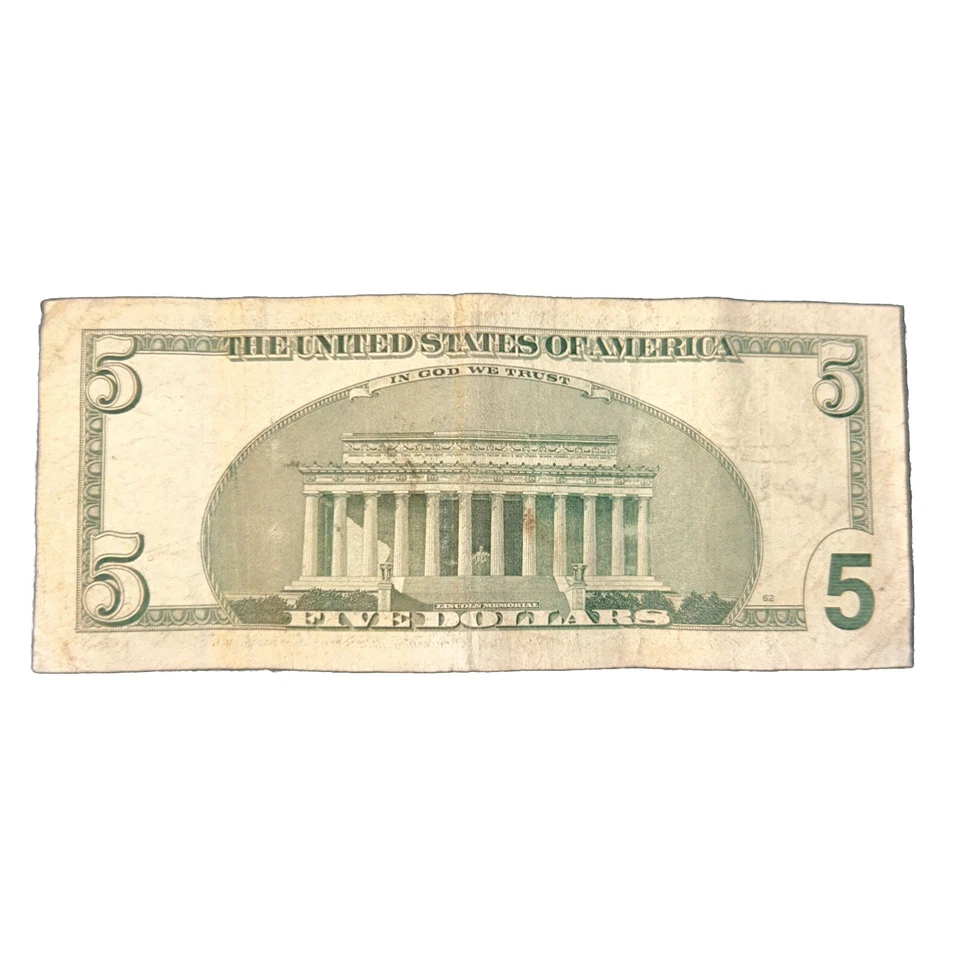 2001 $5 Dollar Palindrome Trinary Bill CL08412148D - Image 4 of 4