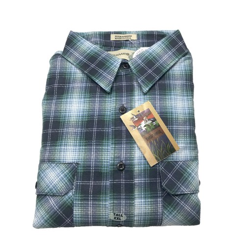 Vintage 80s Blue Plaid Flannel Sears Fieldmaster Shirt XL VTG Wool