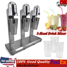 Electric Milkshake Drink Mixer Stainless Steel Milk Shake Machine W 3 Mixer Head