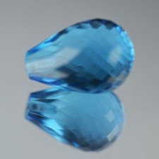 4.22Cts Sparkling Natural Swiss Blue Topaz Briolette With Top drilled Gemstone