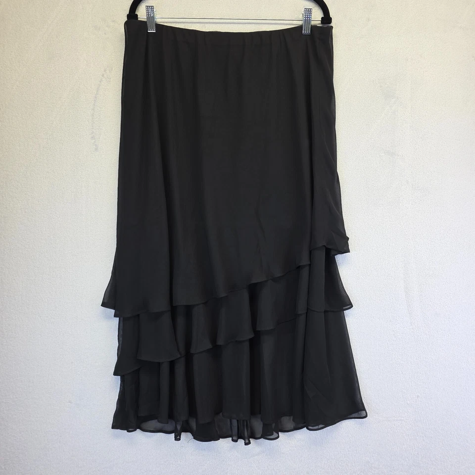 MSK Skirt Womens XL Black Chiffon Whimisigoth Tiered Asymmetrical Y2K Steampunk - Image 3 of 4