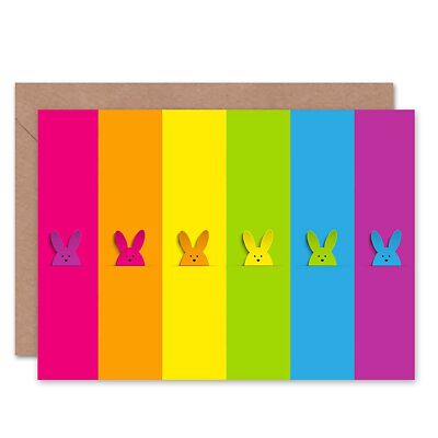 Bunte Hasen Kunst Streifen Ostern Blanko Grußkarte mit Umschlag