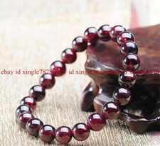 6/8/10/12mm Natural Dark Red Garnet Gemstone Round Beads Stretch Bracelet 7.5''