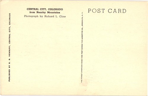 Central City Colorado From Nearby Mountains View of the City Vintage Postcard - Picture 2 of 2