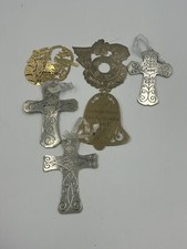 Lot of 6 Vintage Metal Christmas Ornaments