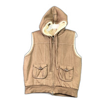 Vintage Gap Sherpa Lined Hooded Vest Women Large Full Zip Pockets Gorpcore Retro