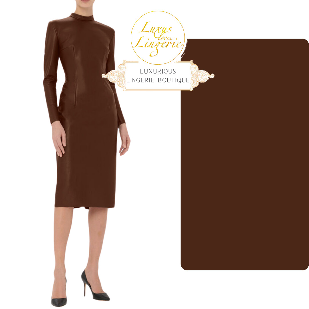 Vegan Dress By Wolford 38 M Saba Brown Made of Faux Leather Long Sleeve