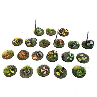 DARK AGE DAMAGE MARKERS 20 Wikinger/Sachsen Schilde 28mm bemalt historisch SAGA