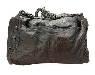 THOMAS WYLDE Skull Leather Bag Gray 36x22x32cm