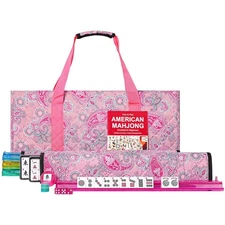 Complete American Mahjong Game Set with 166 Tiles and Color Racks
