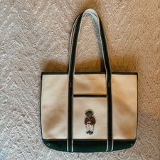 Polo Ralph Lauren Canvas Small Green Christmas Polo Bear Tote