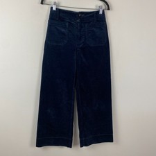Anthropologie Maeve The Colette Corduroy Crop Wide-Leg Pants Navy Size 25