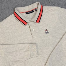 Psycho Bunny Men s Size 6 Long Sleeve Polo Shirt Heather Oatmeal