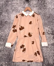 Christy Dawn Leah Dress Medium Womens Soft Pink Floral Collared Mini