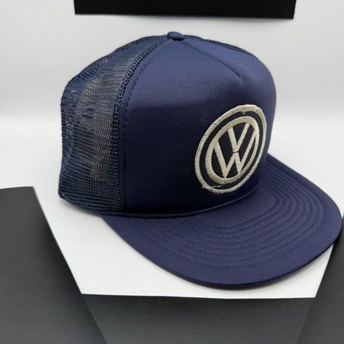 Vintage Volkswagen VW Trucker Hat Mesh Cap Navy Blue Logo Patch Mohrs Snapback - Picture 4 of 14