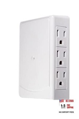 6-Outlet Side Mount Wall Tap Adapter - White - Unique Space-Saving Design