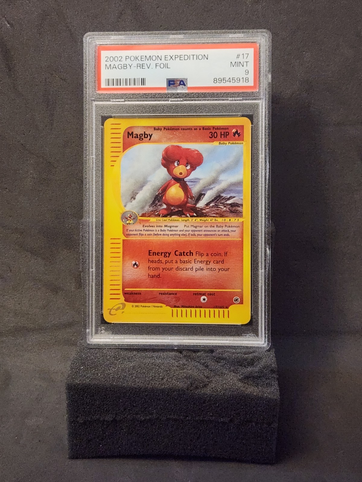 2002 Pokémon Expedition Magby- Reverse Foil #17 PSA 9