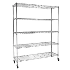 Adjustable Heavy Duty 71" Wire Shelving Unit Storage Cart Metal Shelf Rolling