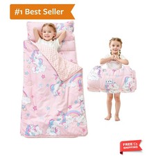 Toddler Nap Mat with Pillow and Blanket, Extra Large Rolled Napping Mats,Slum...