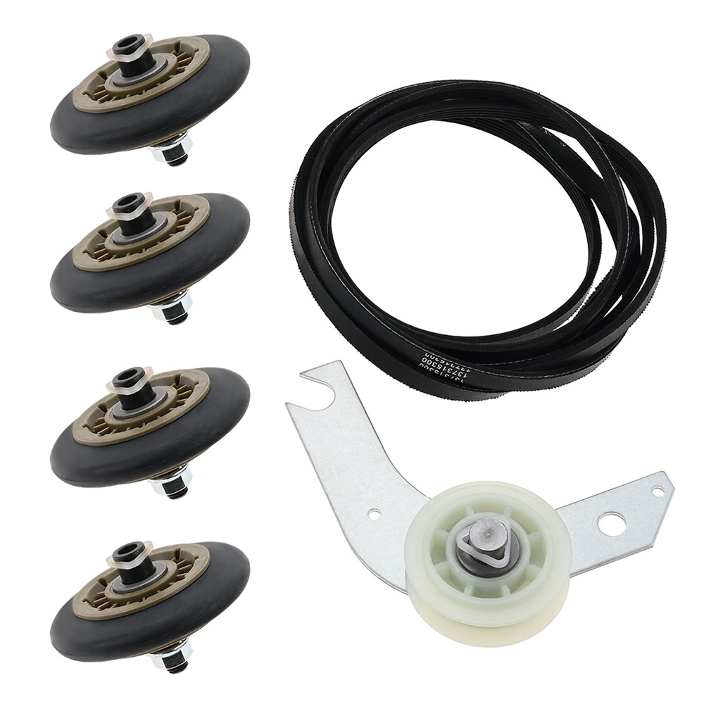 Dryer Drum Roller Wheels Repair Kit w Belt Idler Pulley for Frigidaire Kenmore