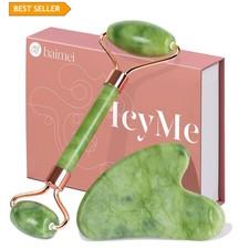 IcyMe Gua Sha  Jade Roller Facial Tools Face Roller and Gua Sha Set for Puff...