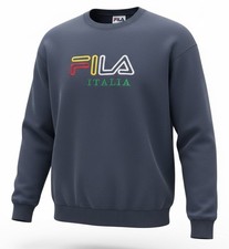 VTG 90s FILA Italia Crewneck Sweatshirt Blue Logo Embroidered Pullover L