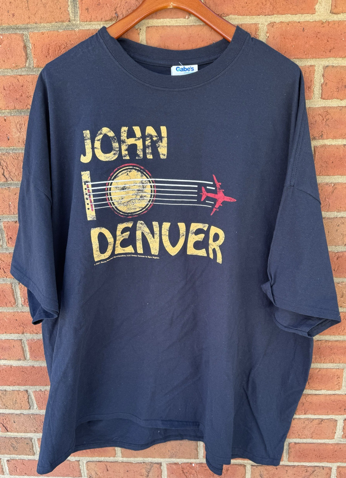 $45 JOHN DENVER MENS 'LEAVIN ON A JET PLANE' S/S BLACK TEE T - SHIRT XXXXXL 5XL