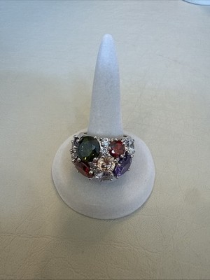 NVC Nataliya V Collister multi-stone cluster ring Silver Tone Size 7