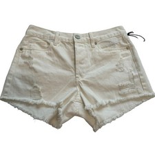 BLANKNYC Women's White Denim Distressed Frayed Hem Shorts Size 27