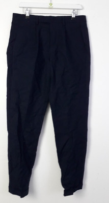 M&S Men's Size 32''/31'' Dark Navy Cotton Stretch Tapered Cuffed Trousers New