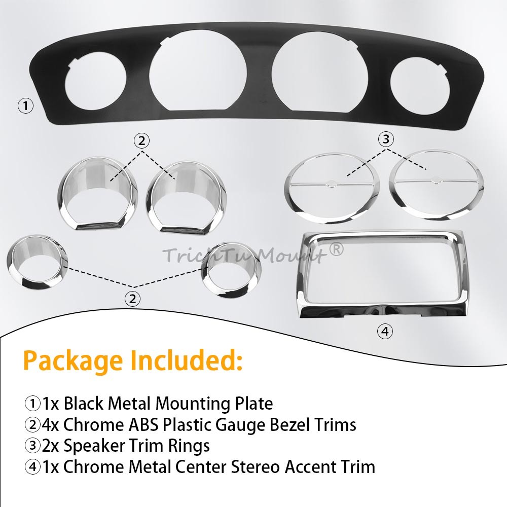 Chrome Speaker Radio Gauge Bezel Trim Ring For Harley Street Glide FLHX/I 14-23