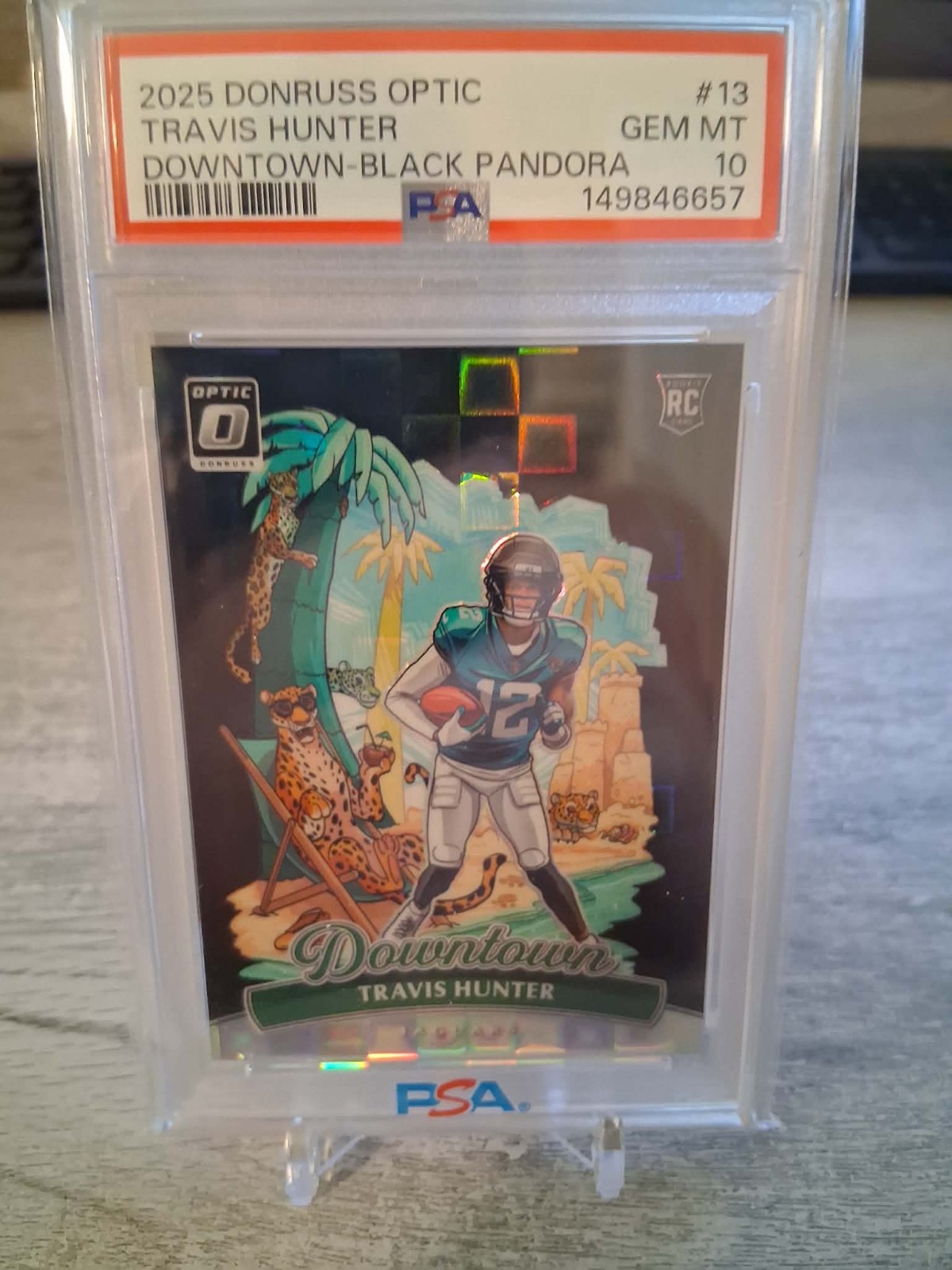 2025 Donruss Optic Travis Hunter Downtown Black Pandora PSA 10