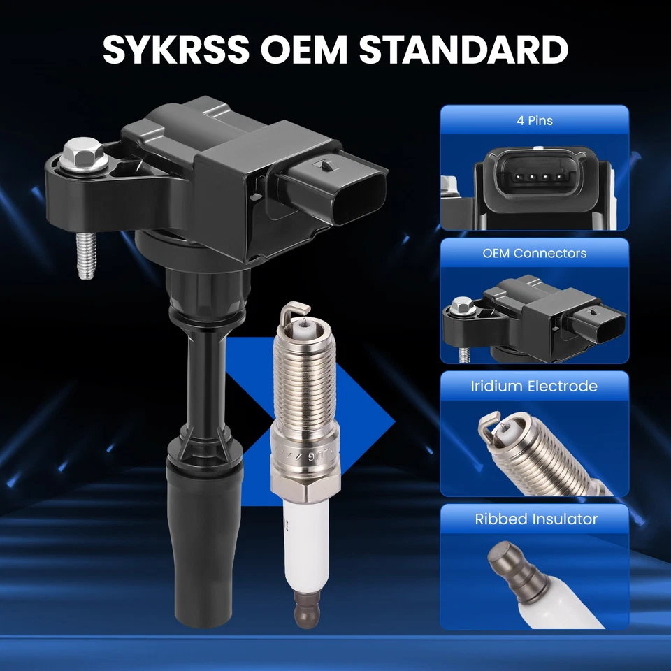 4pcs Ignition Coil & Iridium Spark Plug for 2017 Chevrolet Colorado 2.5L UF680 - Image 2 of 4