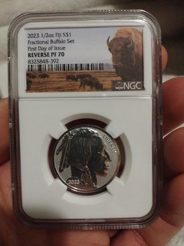 2023 FIJI 1/2oz Silver Buffalo - NGC - Reverse Proof PF70 - First Day of Issue