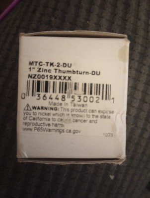 Mortise Cylinder by ILCO, MTC-TK-2-DU 1'' Zinc Thumbturn  New Dark Bronze