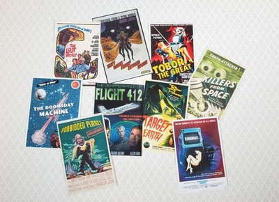 MINIATURECRUSH Tiny Sci-Fi Movie Posters Vintage Printed Dollhouse Prop 1:12 Scale Miniatures
